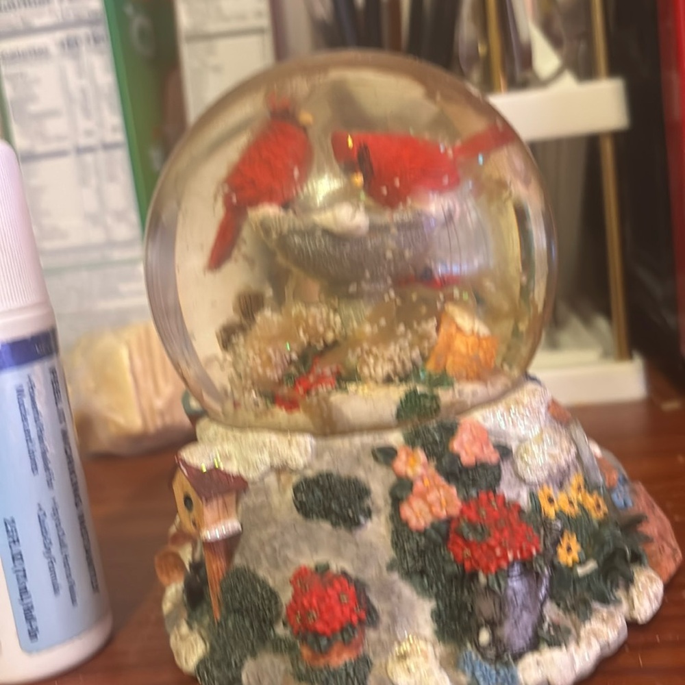 Beautiful Christmas snow globe plays music welcome to my garden edition